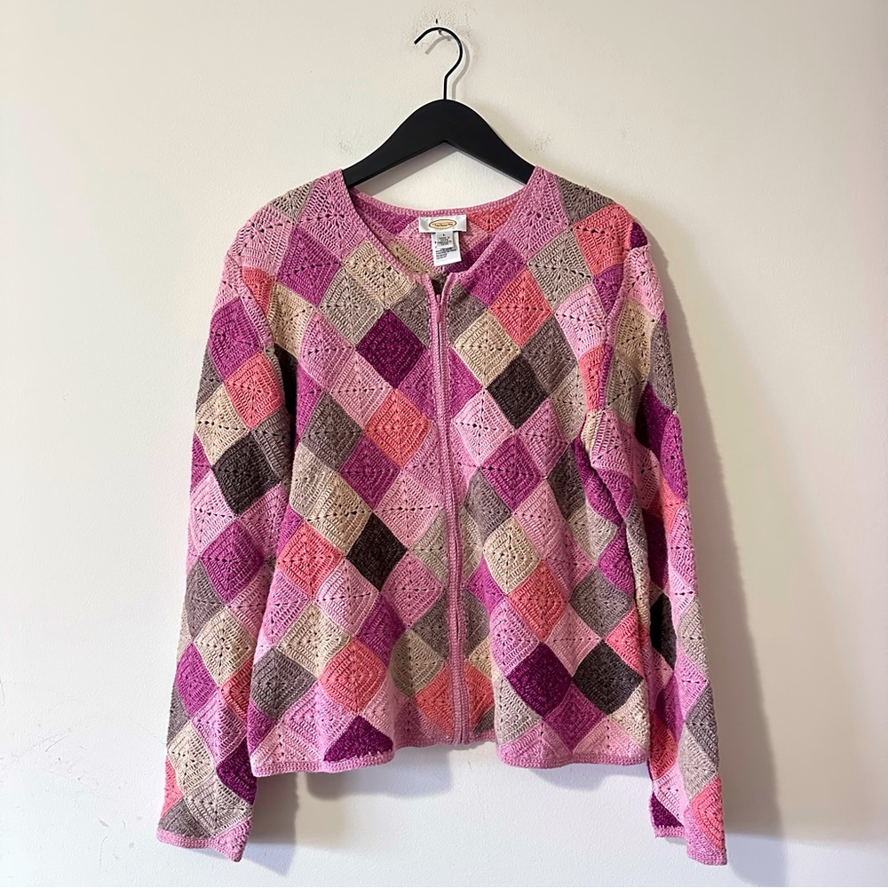 Vintage Crochet Zip Up Cardigan - Picture 1 of 4